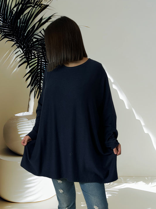 CAPRIO - PULL MARINE EN MAILLE FLUIDE JUSQU'A LA TAILLE 54