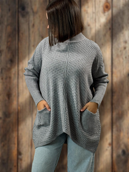 JOE - PULL GRIS 2 POCHES JUSQU'A LA TAILLE 54