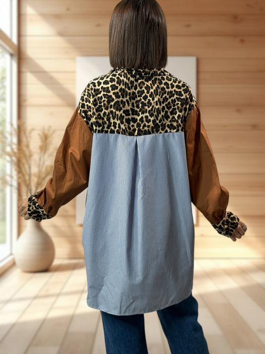 ROSALIE - CHEMISE OVERSIZE A MOTIF JUSQU'A LA TAILLE 52