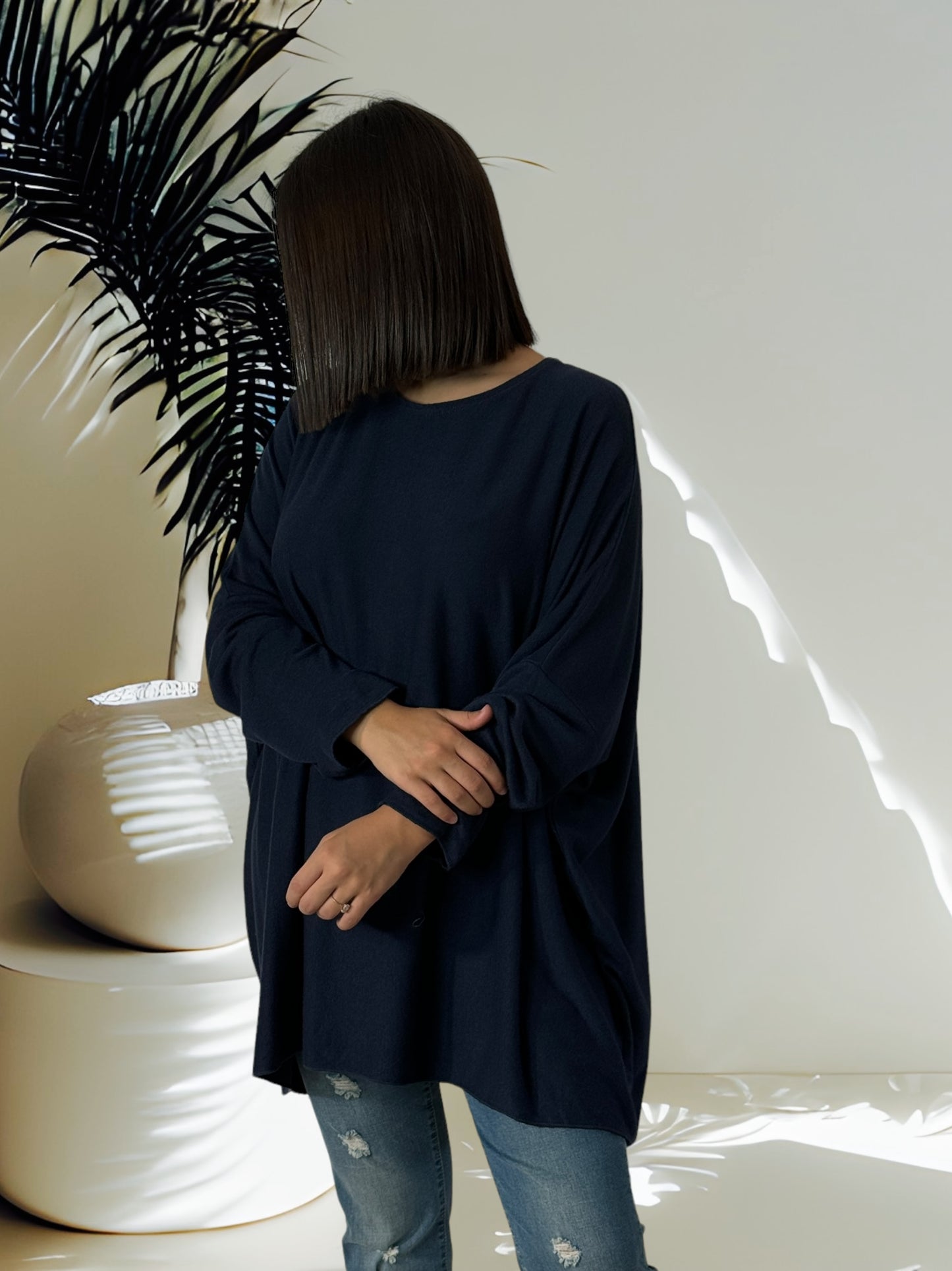 CAPRIO - PULL MARINE EN MAILLE FLUIDE JUSQU'A LA TAILLE 54