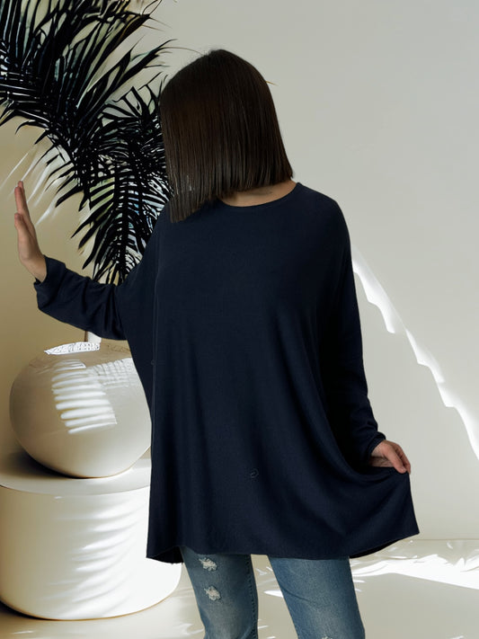 CAPRIO - PULL MARINE EN MAILLE FLUIDE JUSQU'A LA TAILLE 54