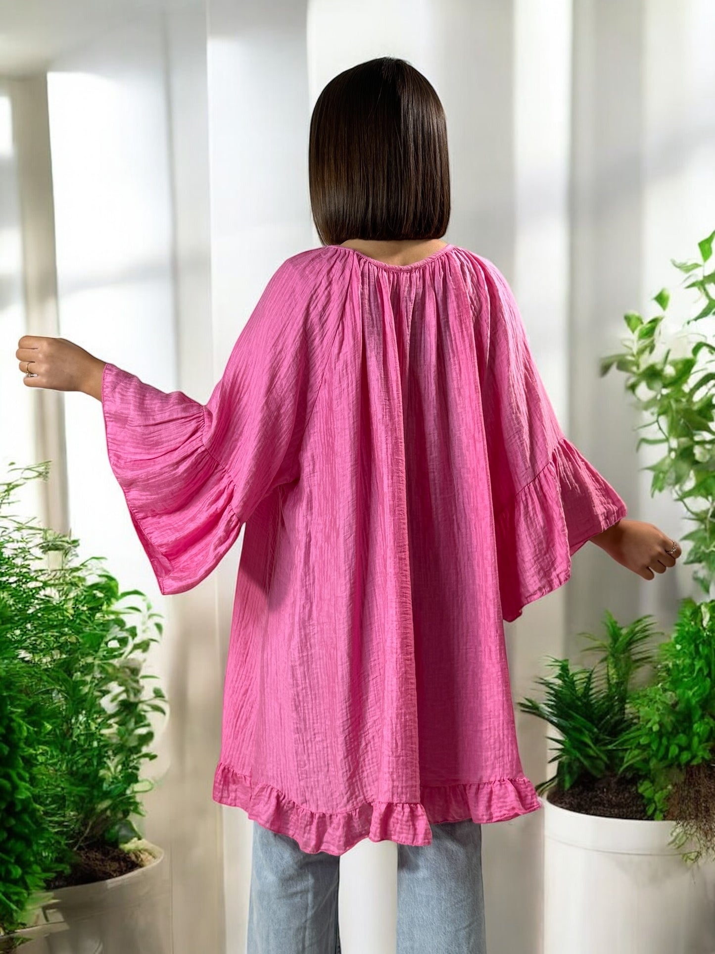 BERLINGOT - TUNIQUE OVERSIZE ROSE JUSQU'A LA TAILLE 58/60
