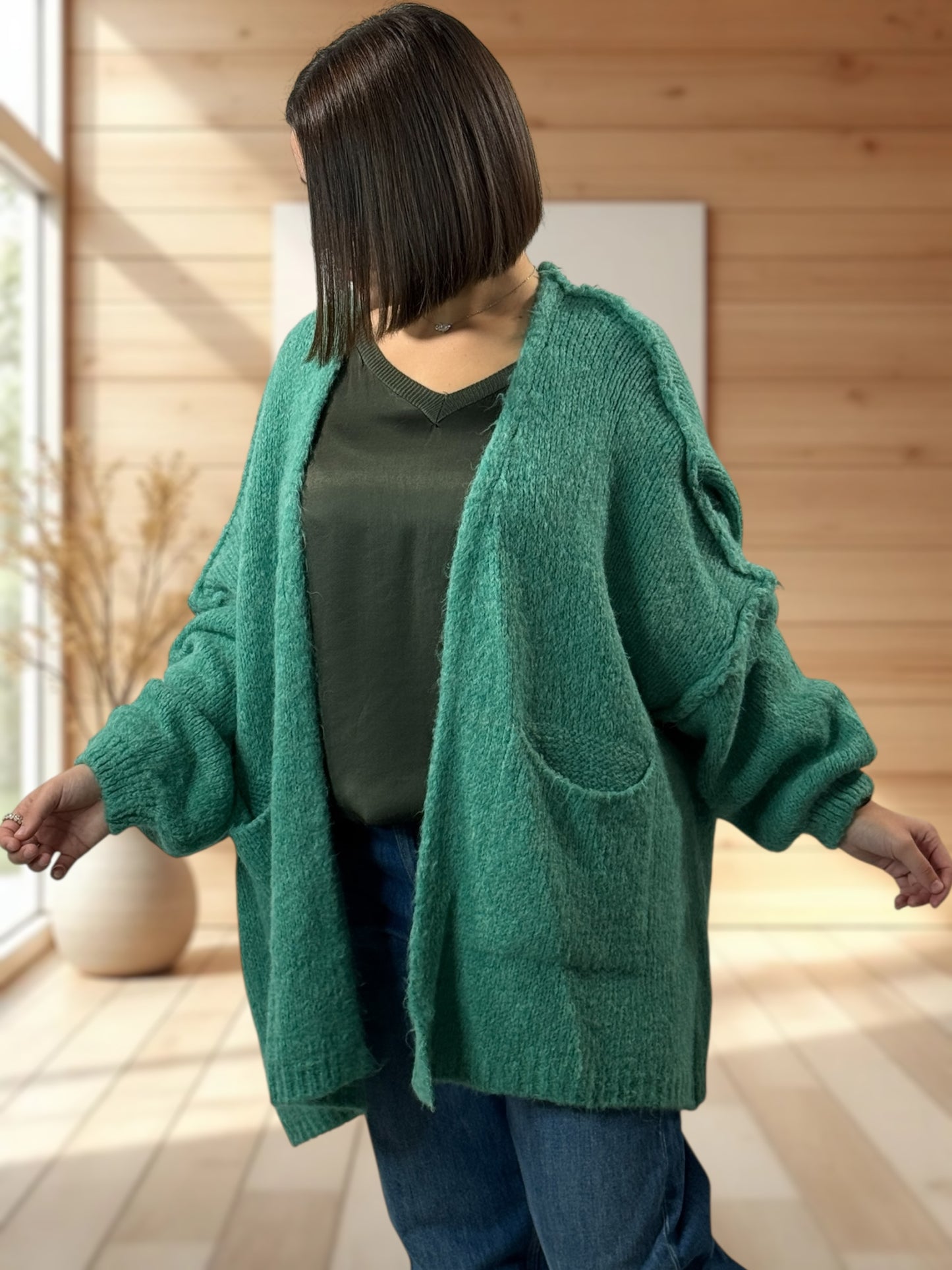 CLEO - GILET OVERSIZE LAGON AVEC JUSQU'A LA TAILLE 52/54