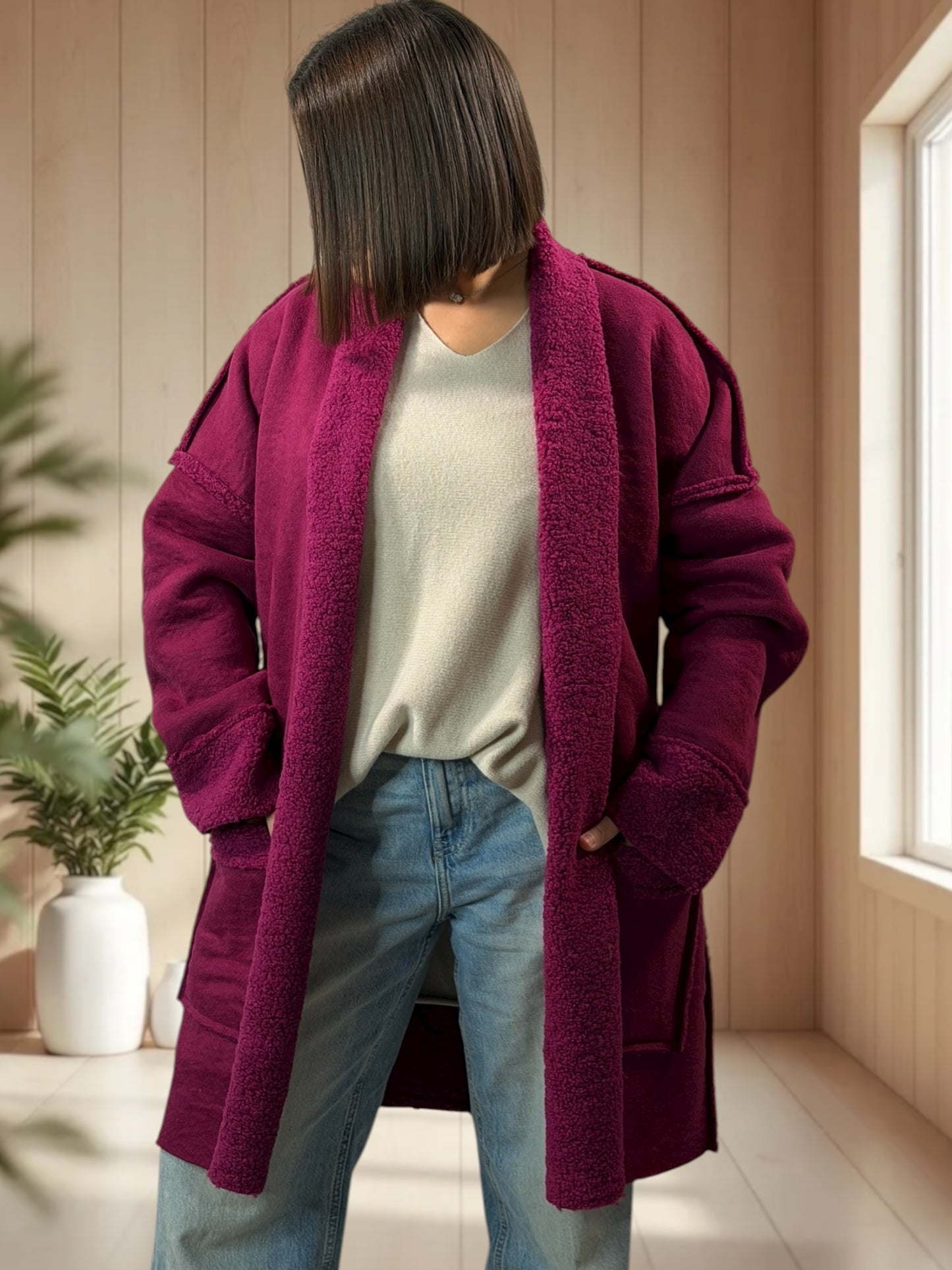 FREDERICO - VESTE CYCLAMEN OVERSIZE JUSQU'A LA TAILLE 52