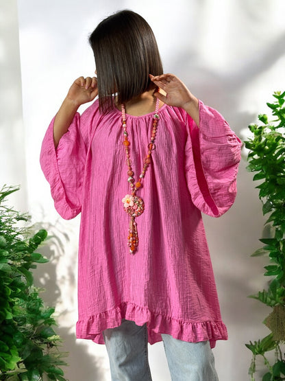 BERLINGOT - TUNIQUE OVERSIZE ROSE JUSQU'A LA TAILLE 58/60