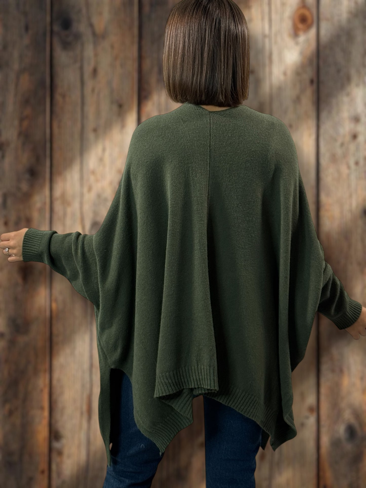 MATHILDE - GILET OVERSIZE KAKI JUSQU'A LA TAILLE 56/58