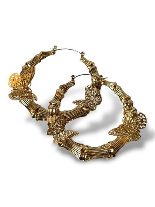 BARBARA - BOUCLES D'OREILLES CREOLES AVEC PAPILLON