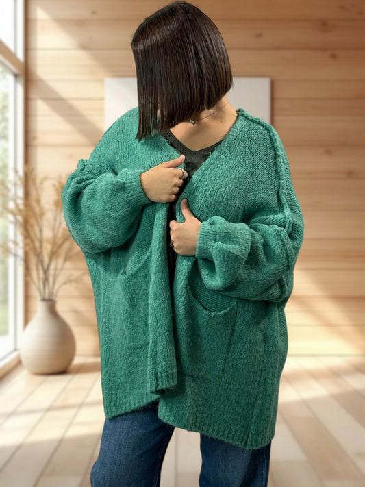 CLEO - GILET OVERSIZE LAGON AVEC JUSQU'A LA TAILLE 52/54