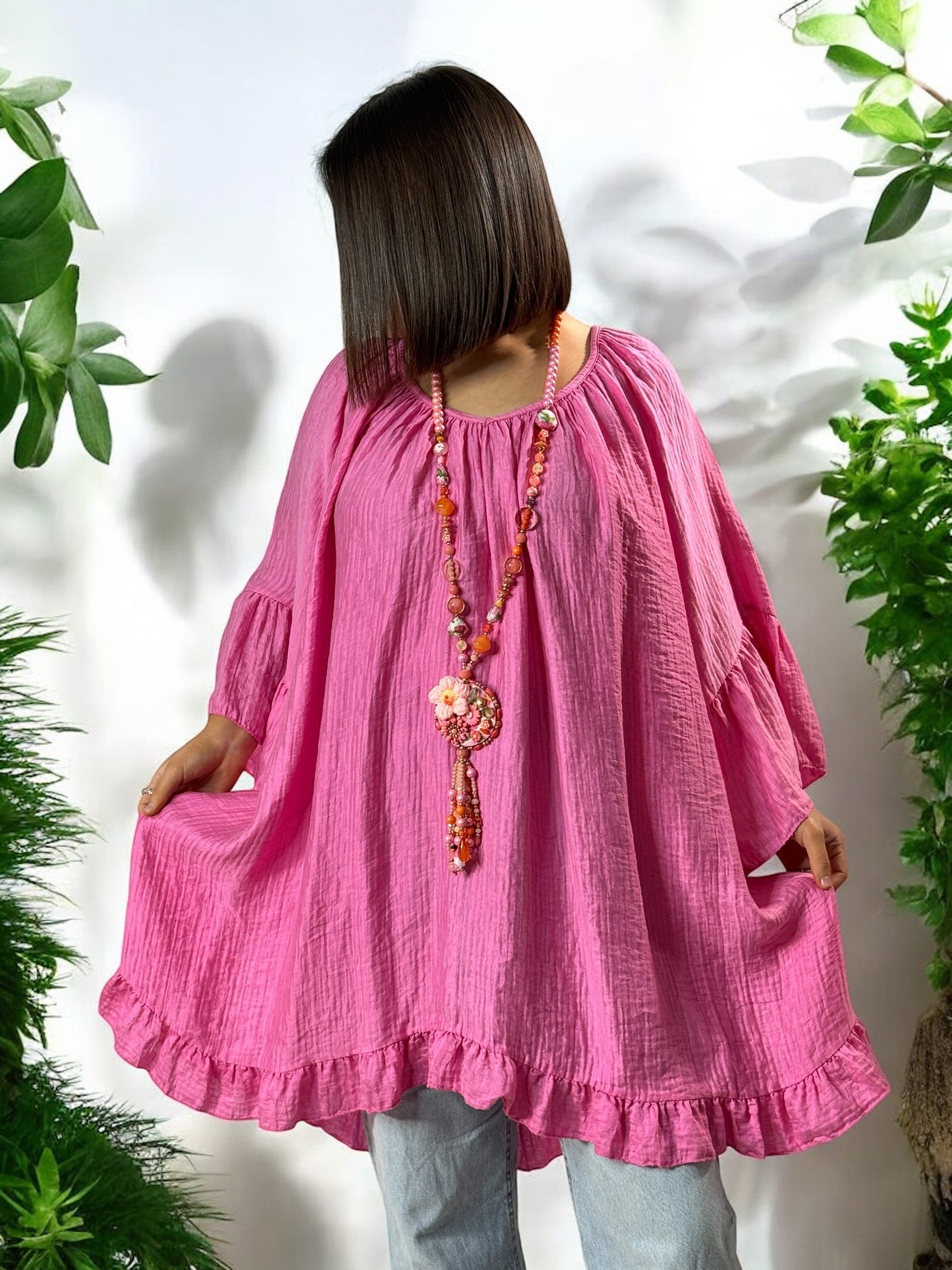 BERLINGOT - TUNIQUE OVERSIZE ROSE JUSQU'A LA TAILLE 58/60
