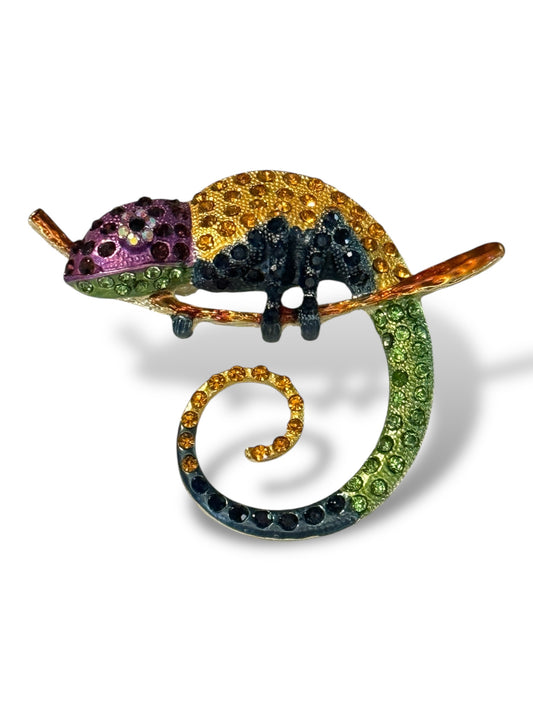CAMELEON - BROCHE AVEC STRASS