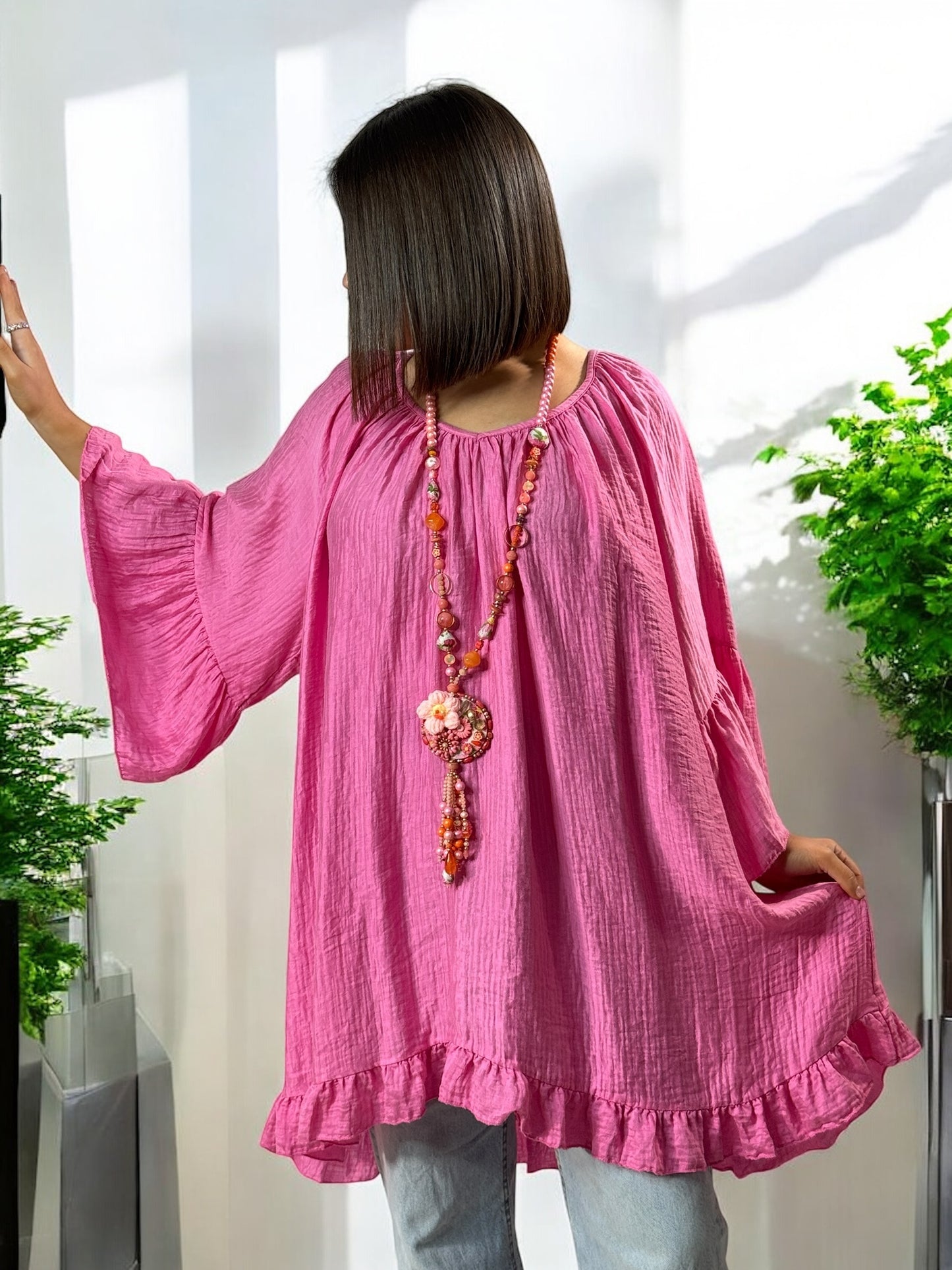 BERLINGOT - TUNIQUE OVERSIZE ROSE JUSQU'A LA TAILLE 58/60