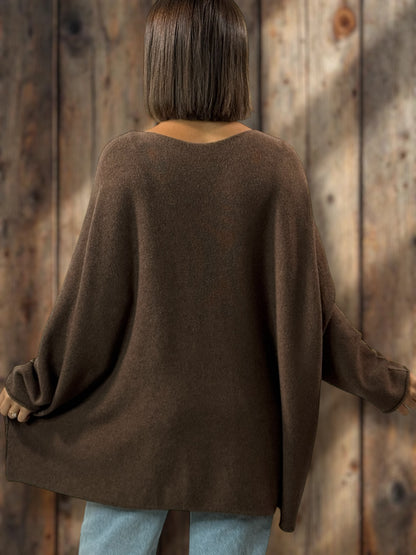 PALOMA - PULL OVERSIZE MARRON JUSQU'A LA TAILLE 56