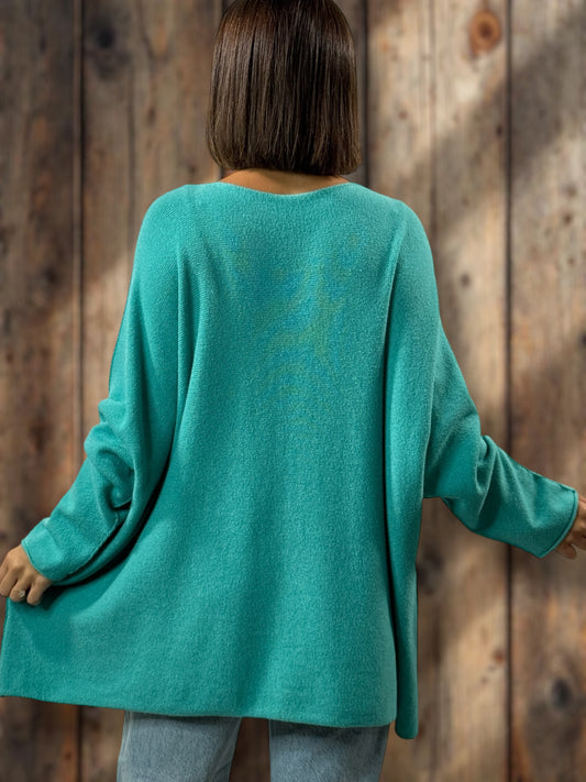 PALOMA - PULL OVERSIZE TURQUOISE JUSQU'A LA TAILLE 56