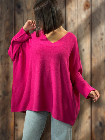 PALOMA - PULL OVERSIZE FUCHSIA JUSQU'A LA TAILLE 56
