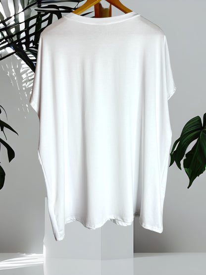 MARIO - T-SHIRT BLANC EN VISCOSE JUSQU'A LA TAILLE 56/58