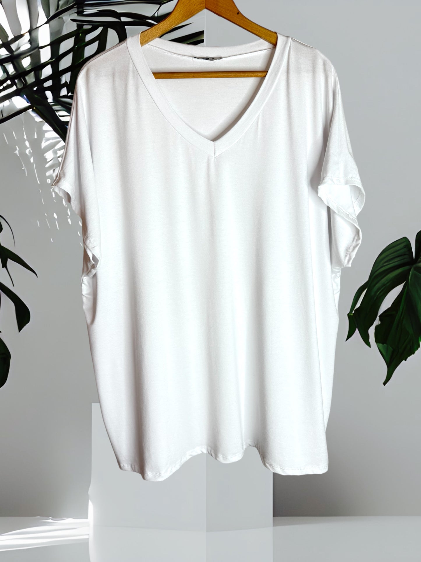 MARIO - T-SHIRT BLANC EN VISCOSE JUSQU'A LA TAILLE 56/58