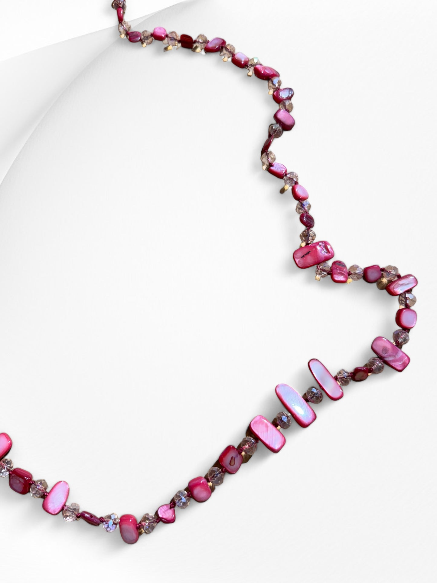 REF60 - SAUTOIR EN PERLE DE VERRE ROSE