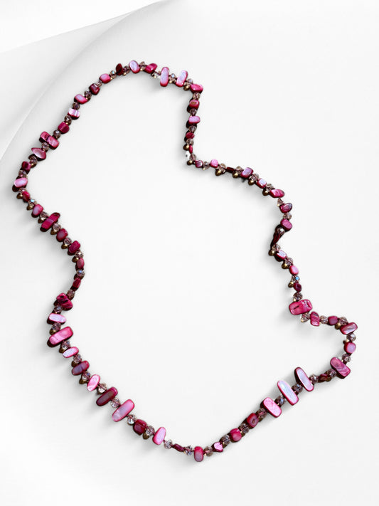 REF60 - SAUTOIR EN PERLE DE VERRE ROSE