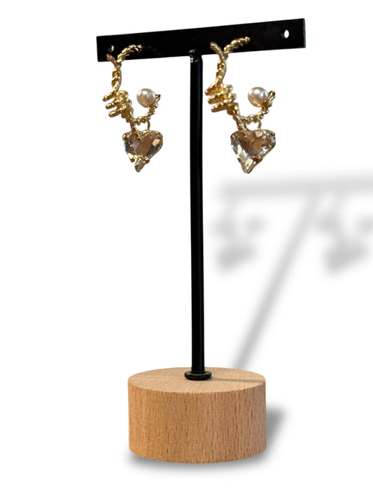 LOUISE - BOUCLES D'OREILLES COEUR ET PERLE