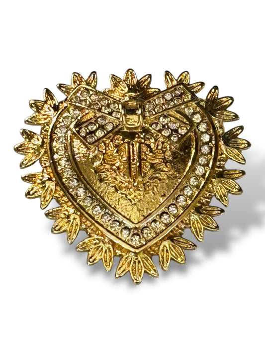 COEUR DORE - BROCHE AVEC STRASS TENDANCE
