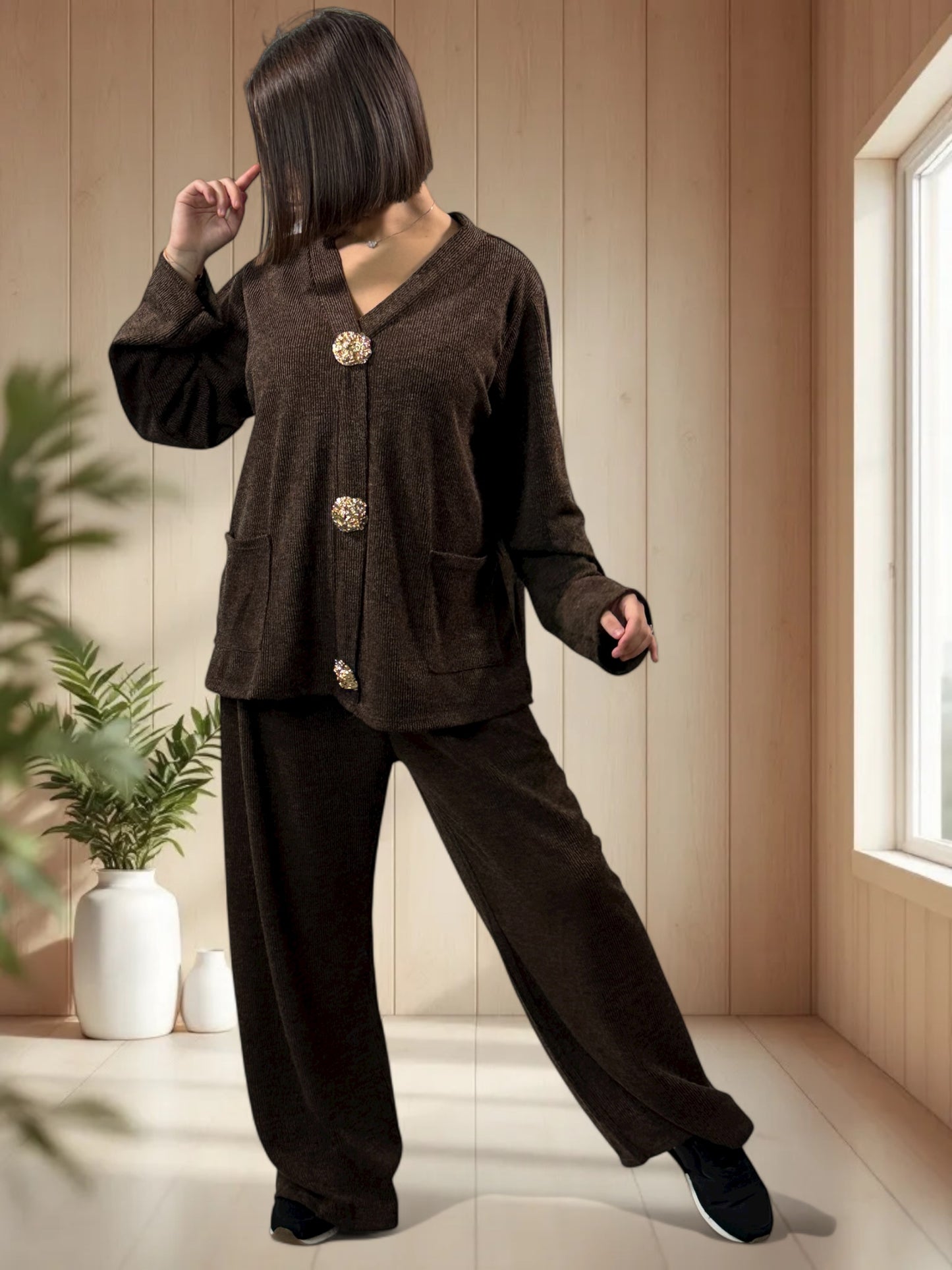 BRANDON - ENSEMBLE MARRON JUSQU'A LA TAILLE 48