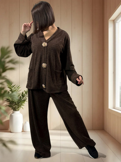 BRANDON - ENSEMBLE MARRON JUSQU'A LA TAILLE 48