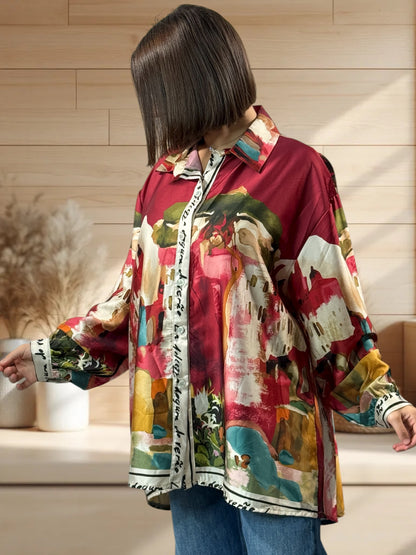ARTISTE - CHEMISE OVERSIZE A MOTIF JUSQU'A LA TAILLE 52