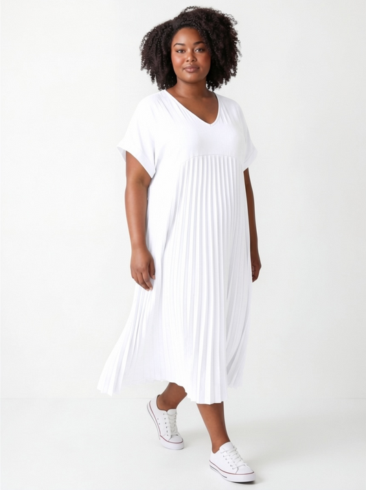 MELODIE - ROBE BLANCHE PLISSEE JUSQU'A LA TAILLE 56