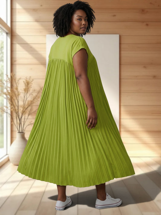 MELODIE - ROBE VERTE PLISSEE JUSQU'A LA TAILLE 56