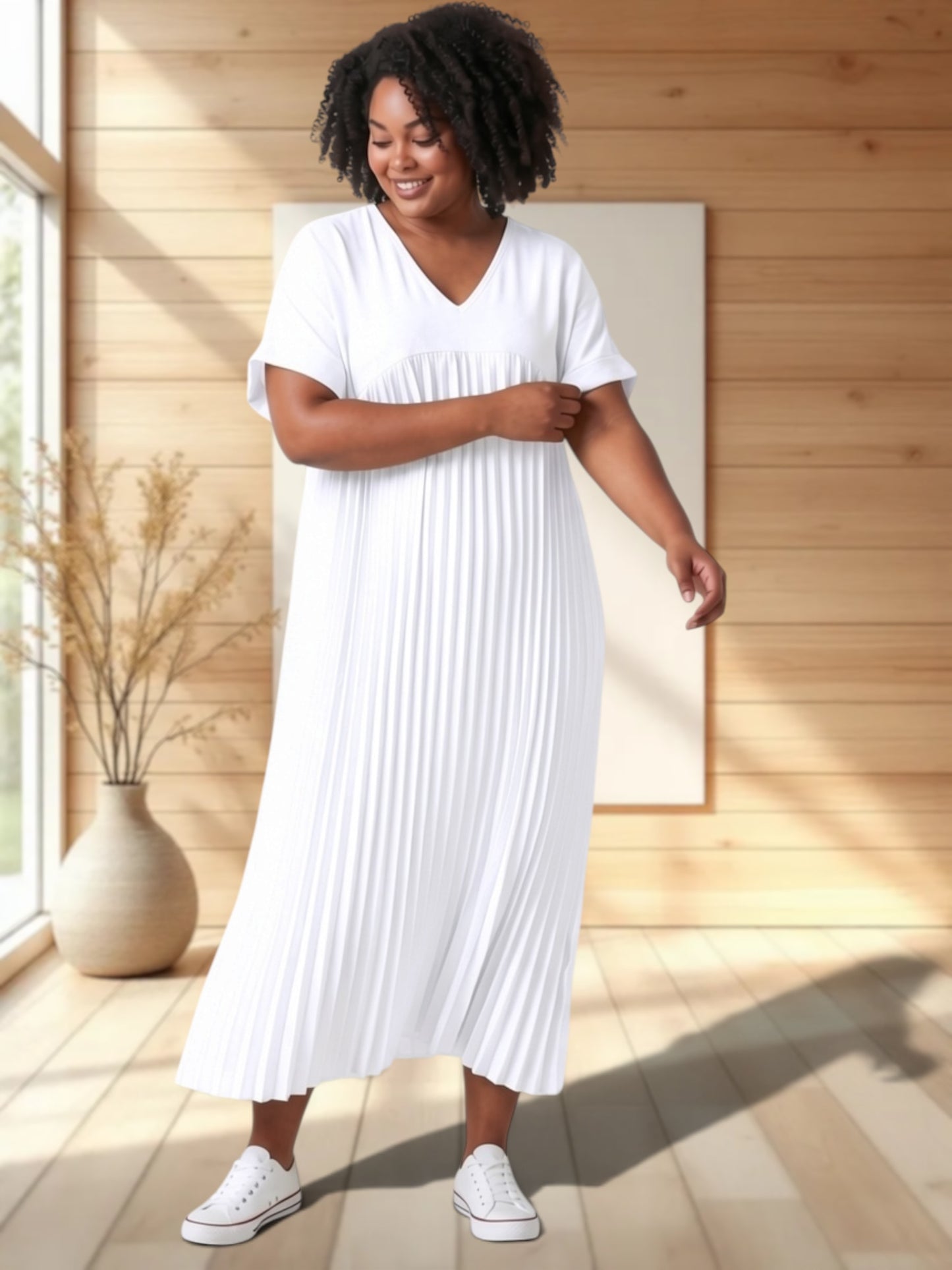 MELODIE - ROBE BLANCHE PLISSEE JUSQU'A LA TAILLE 56