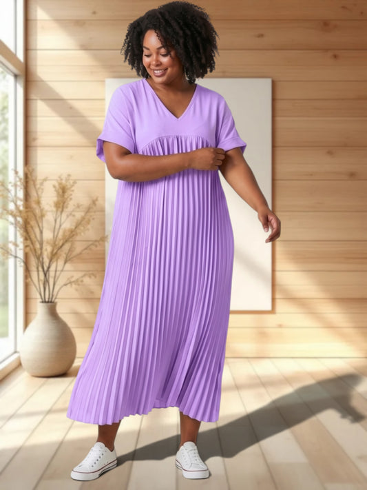 MELODIE - ROBE LILAS PLISSEE JUSQU'A LA TAILLE 56