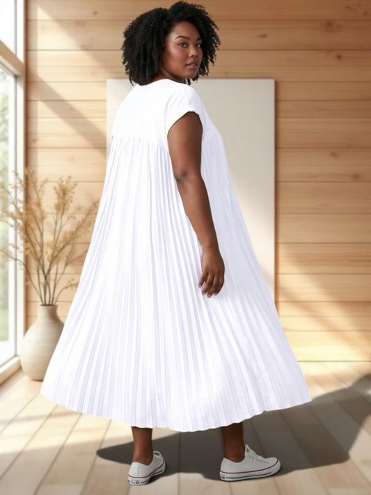 MELODIE - ROBE BLANCHE PLISSEE JUSQU'A LA TAILLE 56