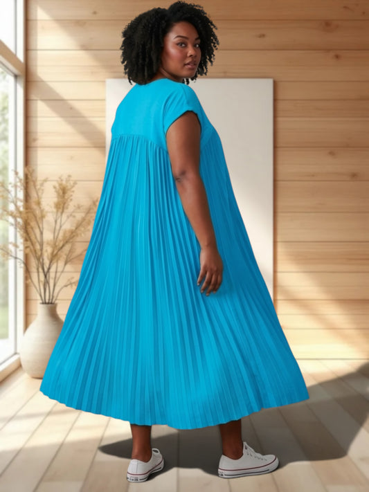 MELODIE - ROBE LAGON PLISSEE JUSQU'A LA TAILLE 56