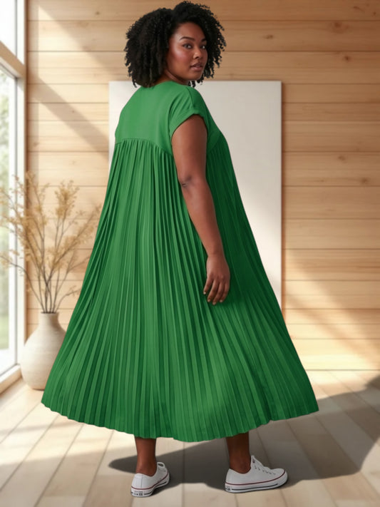 MELODIE - ROBE VERTE PLISSEE JUSQU'A LA TAILLE 56