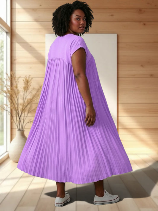 MELODIE - ROBE LILAS PLISSEE JUSQU'A LA TAILLE 56
