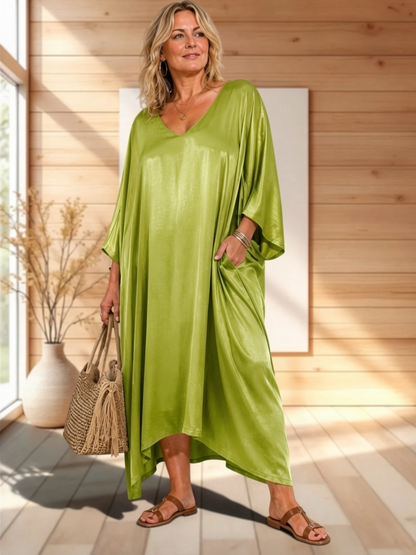 VERONE - ROBE FLUIDE VERTE JUSQU'A LA TAILLE 52/54