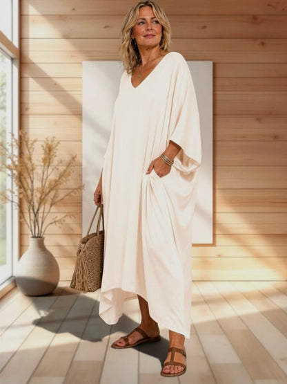 VERONE - ROBE FLUIDE BEIGE JUSQU'A LA TAILLE 52/54