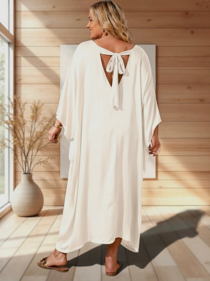 VERONE - ROBE FLUIDE BEIGE JUSQU'A LA TAILLE 52/54