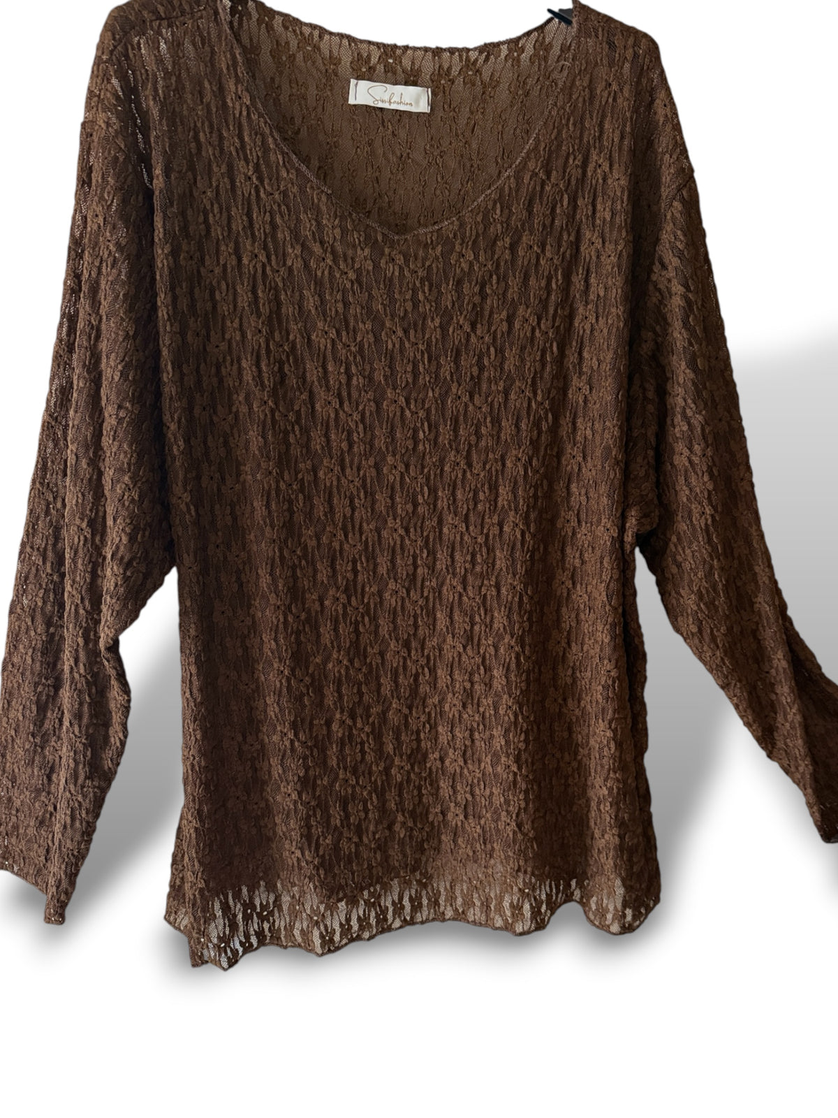 LUCYLOU - TOP EN DENTELLE MARRON TAILLE 46/48 A 56